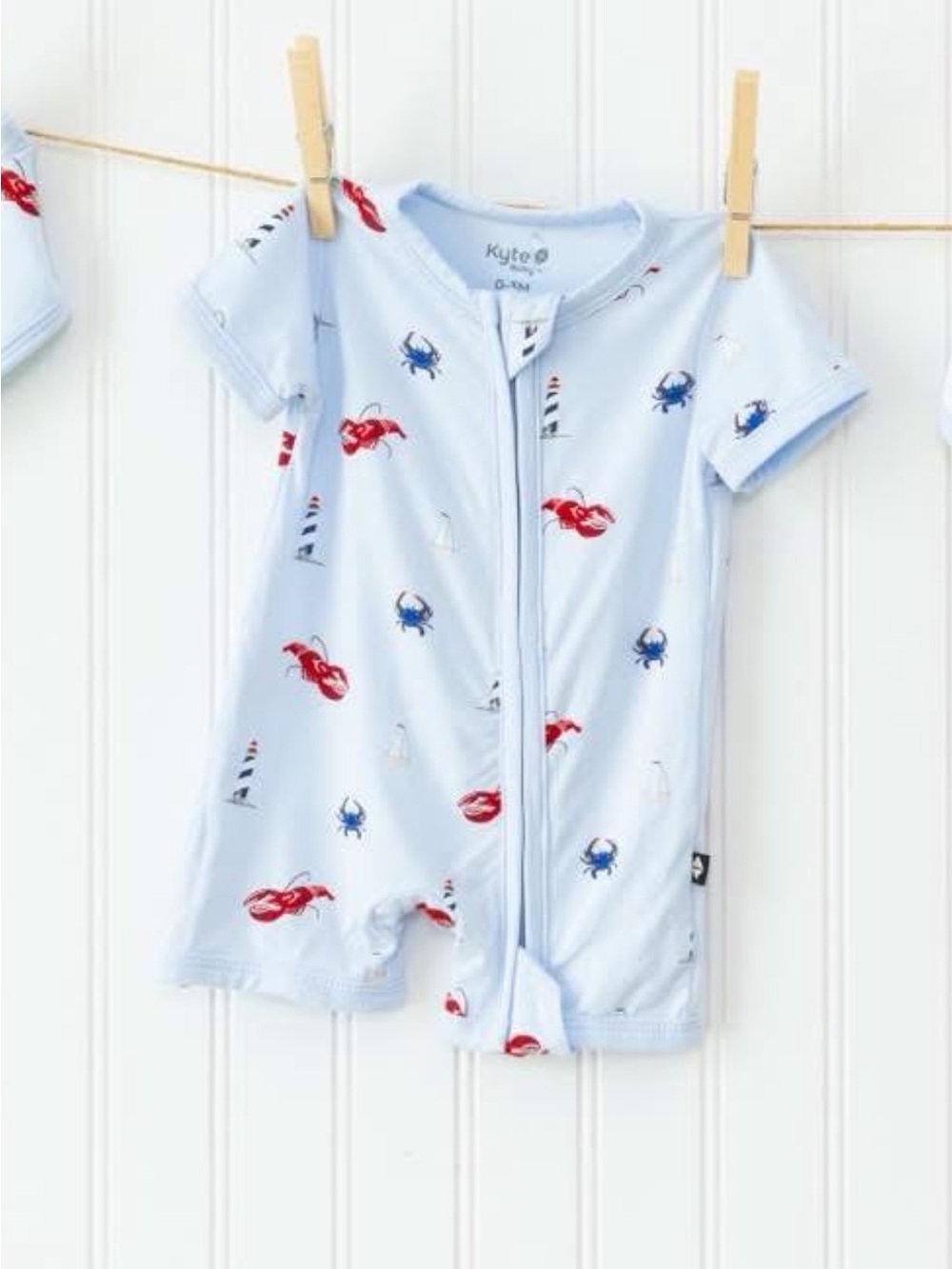 Kyte BABY Harbor Blue Short Sleeve Romper NWT